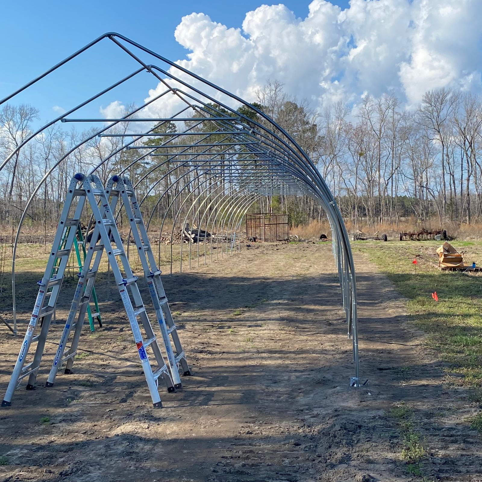 Completed high tunnel frame structure
